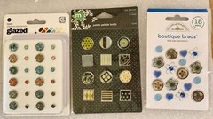 7 Diff Sets Deco Cat,Pebble & Flower Themed Brads-Assorted Brands -You Choose