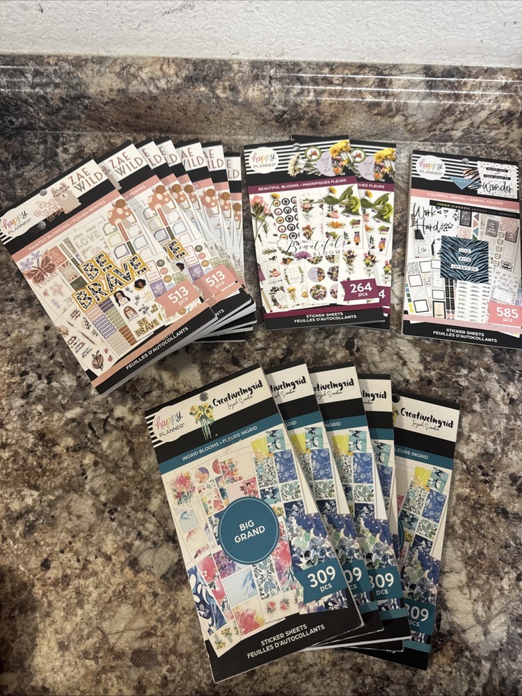 Lot Of 15 Happy Planner Sticker Sheets Painted Blossoms Beautiful Bloom Colorful