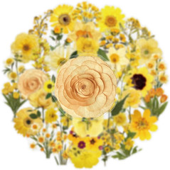 Pressed Flower Stickers 50-Pack, Transparent Yellow Waterproof Decals for Phone