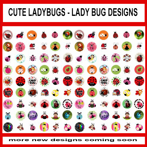 100 Precut CUTE LADY BUGS BOTTLE CAP TRAY CHARM IMAGES 1 in circle FUN BUG