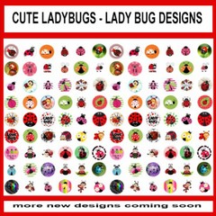 100 Precut CUTE LADY BUGS BOTTLE CAP TRAY CHARM IMAGES 1 in circle FUN BUG