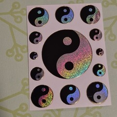 Vintage Y2K Ying And Yang Prismatic Holographic Kodak Sticker Sheet Rare NOS