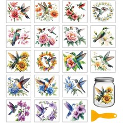 18 Sheets and Flowers Rub on Transfers for Crafts Peonies Florals Hummingbirds