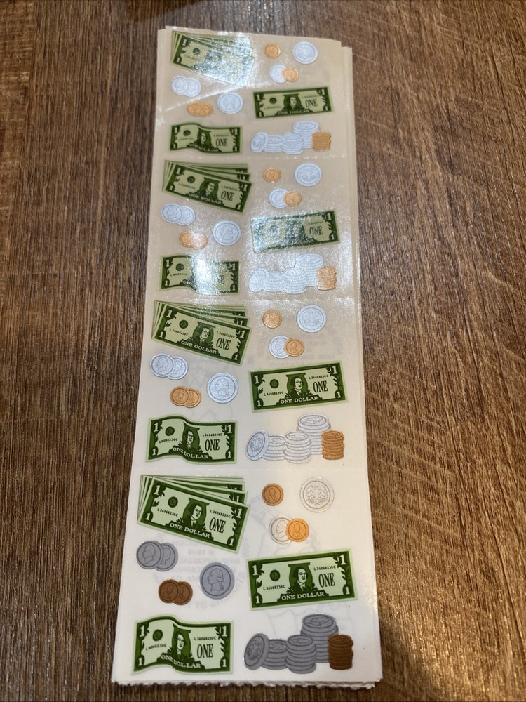 Vintage Mrs. Grossman’s Stickers Strip Money Dollar Bills Cash Change
