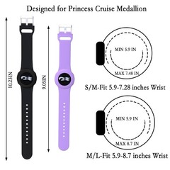 4 Pack Princess Cruise Medallion Holders, Silicone Wristbands, 2 Sizes