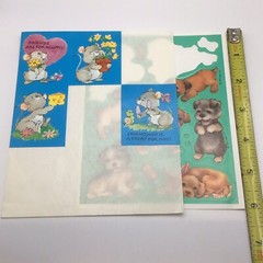 Vintage Animal Stickers Dogs Mice Lot 2 Partial Sheets Scrapbooking Hallmark AGC