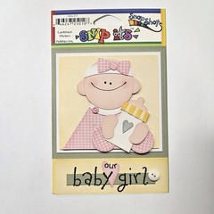 Pebbles Inc Baby Girl Cardstock Stickers Our Baby Girl Label Bottle Bow Snip Its