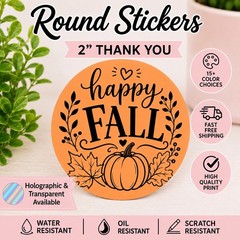 40 FALL STICKERS 2″ LABELS SEALS THANK YOU FALL AUTUMN FALL YALL HOLOGRAPHIC