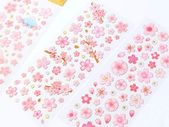 Sakura Scrapbooking Stickers,Japanese Style Self-Adhensive DIY Decorative Cherry