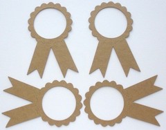 {4} *AWARD RIBBON* Bare Prize Winning Ribbons Chipboard Die Cuts – 2.5″ x 3 7/8″