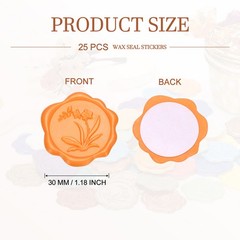 25PCS Wax Seal Stickers Self-Adhesive Envelope Seal Stickers, Orange