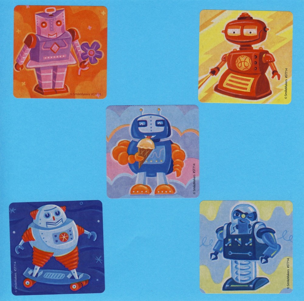 10 Robots – Large Stickers – Party Favors