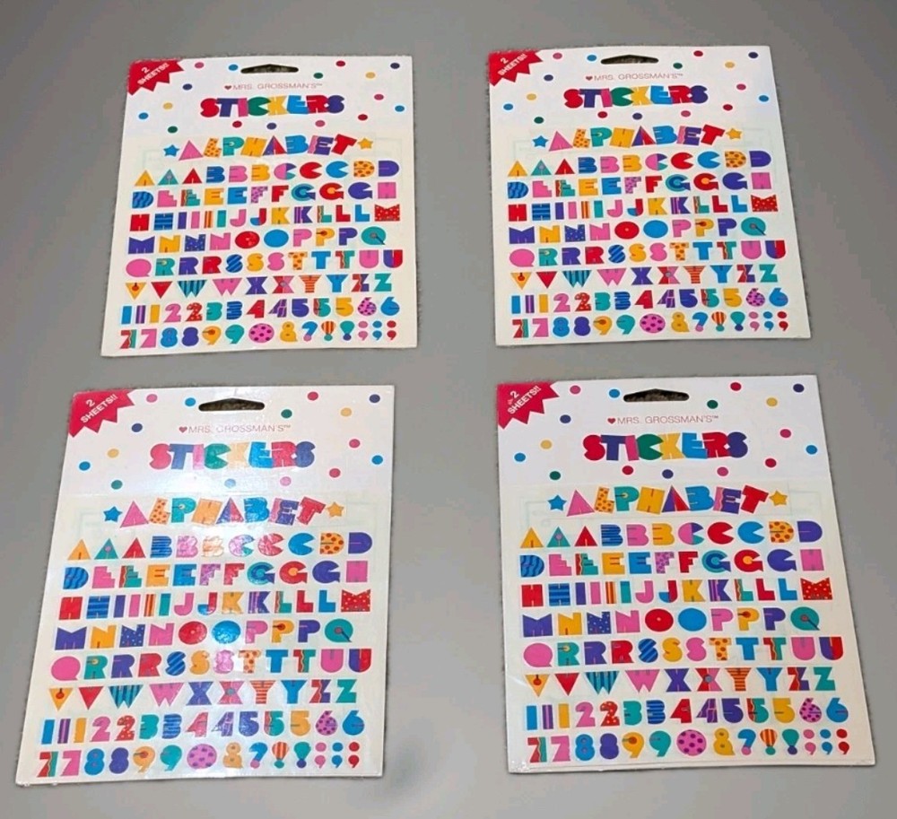 Mrs Grossman’s Large Colorful Alphabet Stickers, Lot A Qty 4