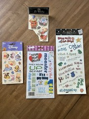 Vintage Scrapbook Craft Lot Stickers Rub Ons Brads Disney K&Company 22+ Items