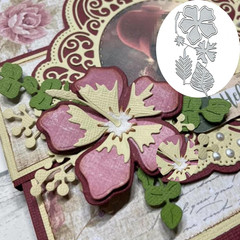 7PCS Hawaiian Flower Leaf Metal Die Cuts,Spring Flower Leaves Card Cutting Dies