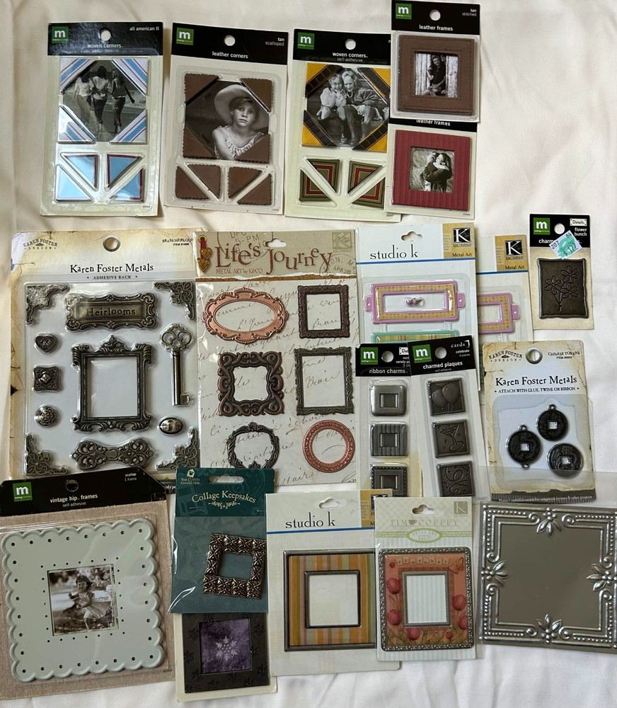 Karen Foster Studio K Metal Frames Corners Embellishments Lot Scrapbooking