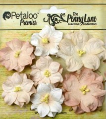 Mini Wild Rose ANTIQUE MAUVE – 7 Paper Flowers 3-4cmAcross Penny Lane Petaloo XA