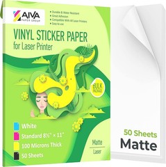 Laser Printer Vinyl Sticker Paper – 50 Waterproof Sheets