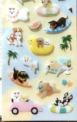 Vacances Dogs Clear Sticker Animal Puppy Toy Poodle Summer Synapse MADE IN JAPAN