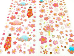 Sakura Scrapbooking Stickers,Japanese Style Self-Adhensive DIY Decorative Cherry