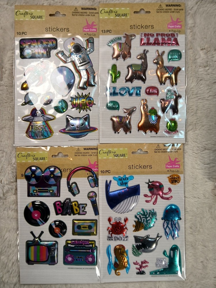 Crafters Corner Puffy 3D Metallic Sticker Lot Of 4 Scrapbooking