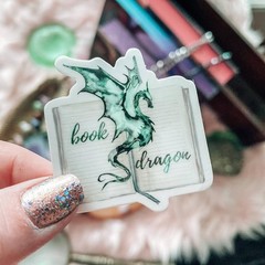 Green Book Dragon Watercolor Sticker – Fantasy & Mythical Vinyl Decal