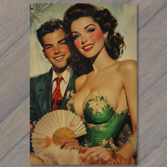 STICKER Stylish Redhead Flirty Fan Pose Man Shadow Vintage Chic Aesthetic