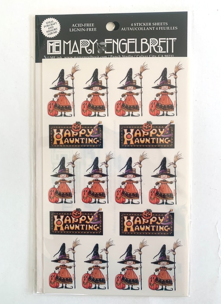 Punch Studio Mary Engelbreit HALLOWEEN Sticker 4 Sheets HAPPY HAUNTING WITCH