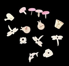 Lot Of 14 Spring Summer Eyelets & Brads Embellishments Scrapbooking Bugs Garden