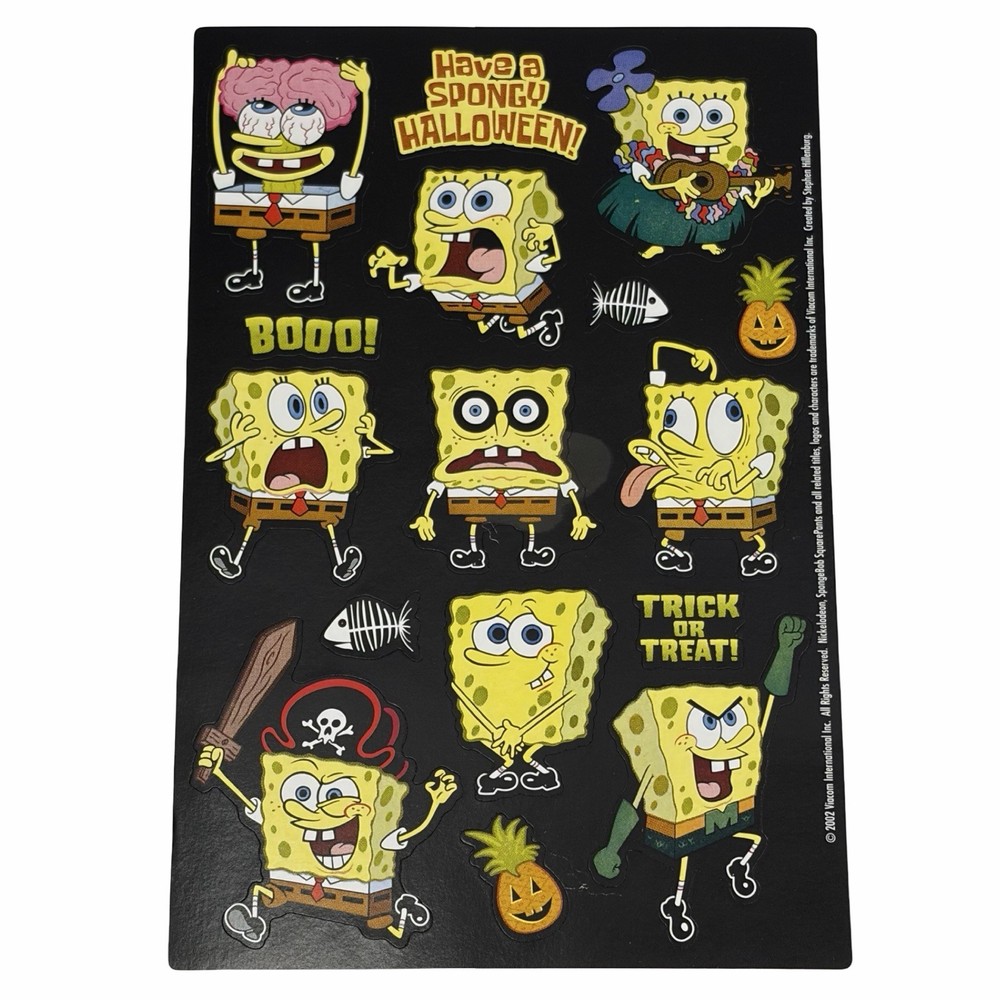 Stickety-Doo-Da Spongebob Squarepants Halloween Sticker Sheet Vintage