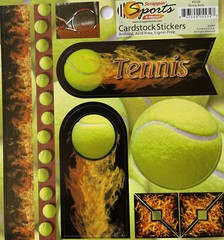 TENNIS BALLS Card-Stock Stickers(22pc) Scrappin’ Sports•Game•Racket￼•Net •Court