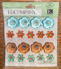 K&COMPANY Adhesive Handmade Cool Plastic Floral Gems Flower 3D Scrapbook Sticker