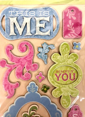 K&COMPANY ADHESIVE GLITTER CHIPBOARD SHAPES ACID & LIGNIN FREE