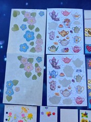 VINTAGE HALLMARK AGC SANDYLION STICKERS FLOWERS FLORAL TEAPOT 12 PARTIAL SHEETS