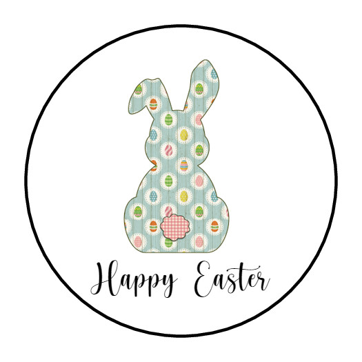 30 1.5″ HAPPY EASTER BUNNY LABELS ROUND STICKERS ENVELOPE SEALS
