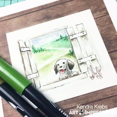 New ART IMPRESSIONS Rubber Stamp Cling Watercolor WINDOW SET free USA ship