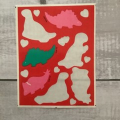 Hallmark Valentine Dinosaur Heart Stickers Set Of 4 Partial Sheets Vintage