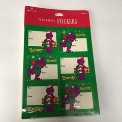 Vintage Hallmark Stickers 90s Barney Purple Dinosaur Christmas Gift Tags Crafts