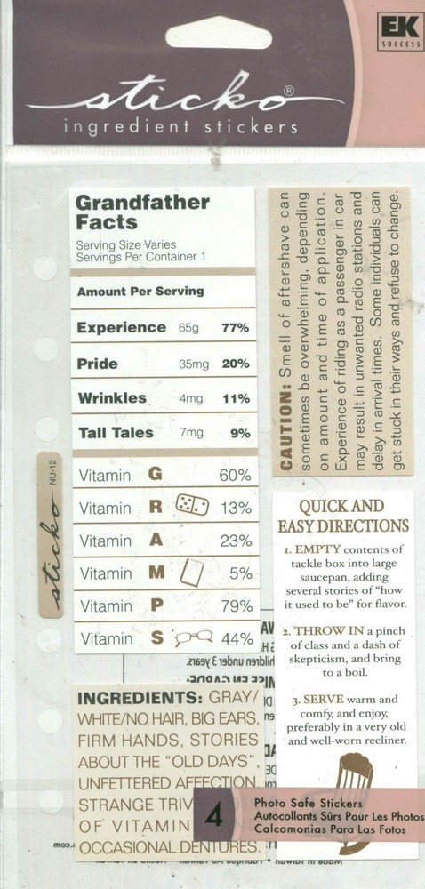 FAMILY GRANDPA Grandfather Gramps Experience Pride Tall tales Sticko Stickers