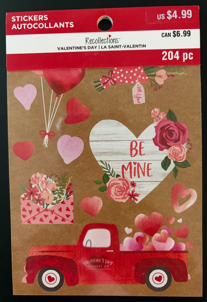 RECOLLECTIONS VALENTINE’S DAY STICKER BOOK 204 PC STICKERS 12 SHEETS ROMANCE