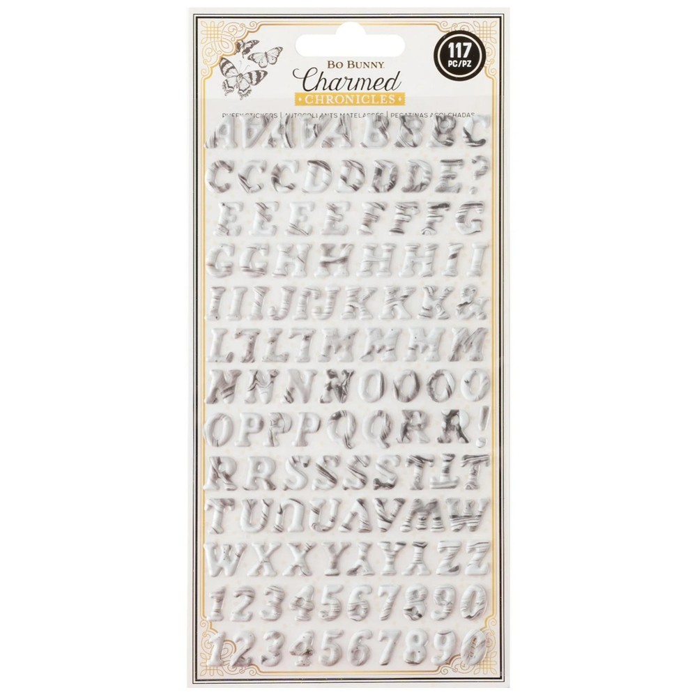 Bo Bunny CHARMED CHRONICLES ALPHABET (117) PUFFY STICKERS scrapbooking