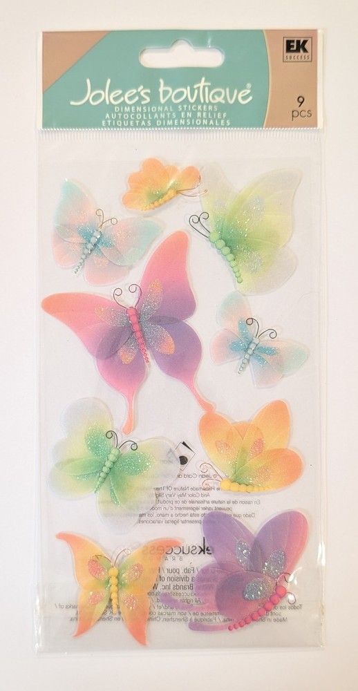 RARE Jolee’s Vellum Butterflies Scrapbooking Stickers