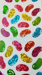 JILLSON & ROBERTS HAMBLY GLITTER STICKERS * FOOD, CANDY * MULTICOLOR JELLY BEANS