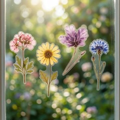 Pegatinas de flores secas para scrapbooking, pegatinas de flores prensadas
