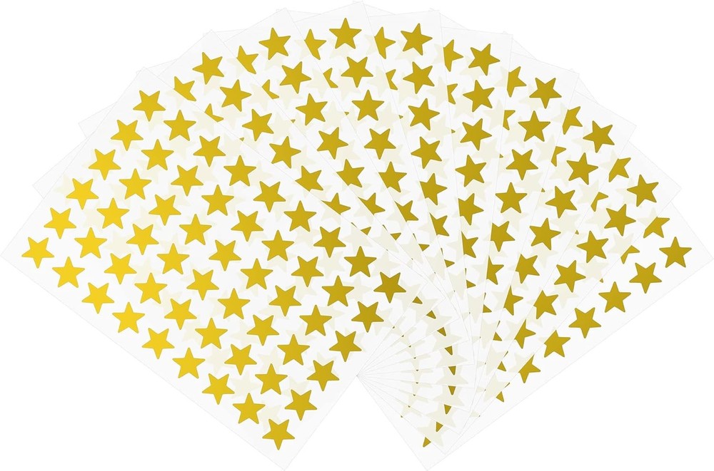 Hybsk 540 Counts Small Gold Star Stickers for Reward 0.5 Inch Metallic Foil Teac