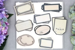 16pcs vintage label stickers | collage style frame label receipt themed white m