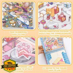 J.WMEET 10Pc Big 3D Stickers Scene Book Multicolor 2