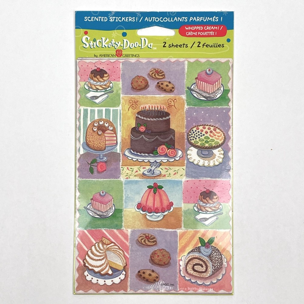 Stickety-Doo-Da SCENTED Whipped Cream Cake American Greetings Stickers 2 Sheets