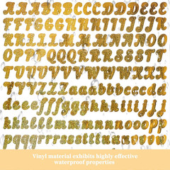 14 Sheets 1/2 Inch Small Glitter Cursive Letters Stickers, 2800 Pieces Sparkle V
