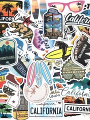 50 Pcs Sunny California State Stickers Landscape Travel USA Waterproof Vinyl